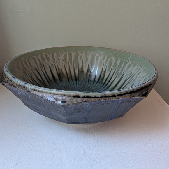 Richard Aerni Studio Art Pottery Bowl Aqua Blue Green Signed - Picture 4 of 11